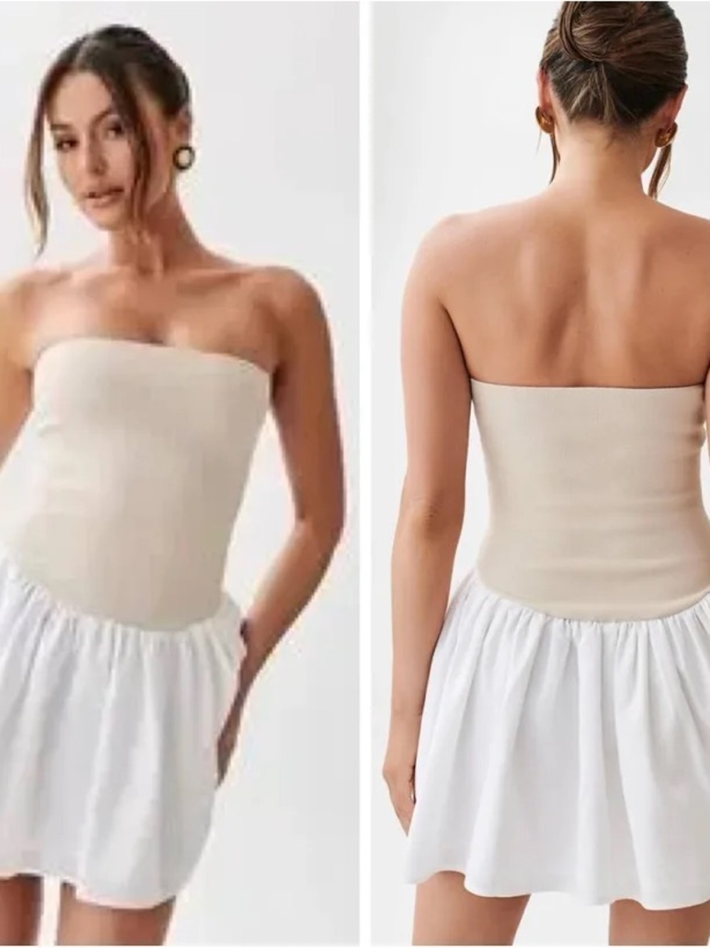 Meshki Beige Strapless Mini Dress